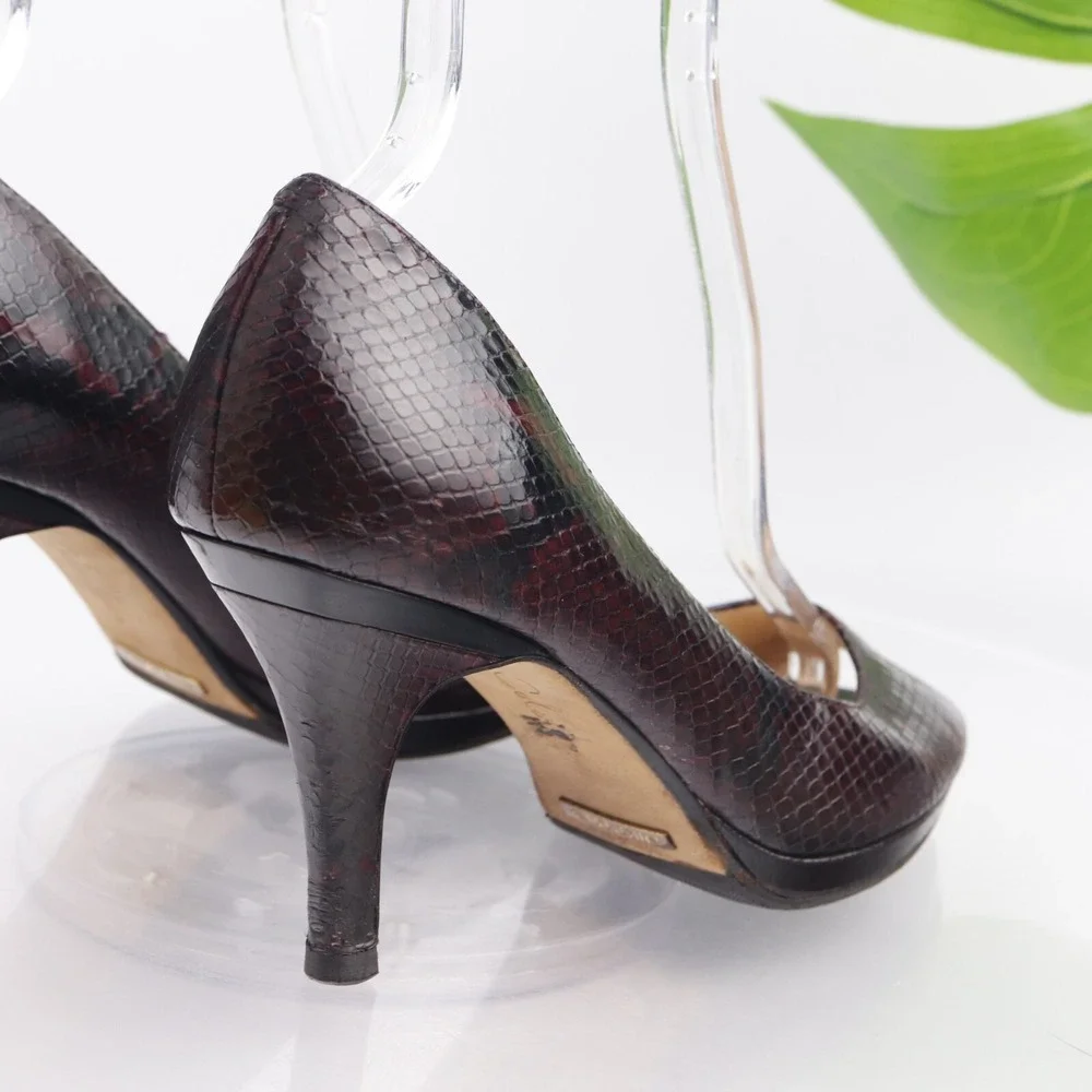 Cole Haan Womens Air Chelsea Pumps Size 9.5 Burgundy Brown Python Dress Shoes